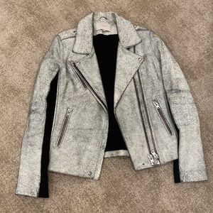 Iro White & Black Specked Leather Jacket